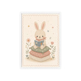 Reading Bunny Framed Nursery Poster, Storybook Kids Room Wall Art, A4 A3 Size — 6ad866ee9136e3edae0e5e32_96254_80281_front