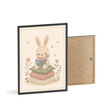 Reading Bunny Framed Nursery Poster, Storybook Kids Room Wall Art, A4 A3 Size — 6ad866ee9136e3edae0e5e32_96250_80594_angle