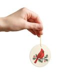 Red Cardinal and Pine Ceramic Ornament, Double Sided Round Christmas Decoration, Holiday Keepsake Gift — Product view — Photo 9