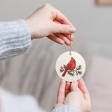 Red Cardinal and Pine Ceramic Ornament, Double Sided Round Christmas Decoration, Holiday Keepsake Gift — Product view — Photo 10