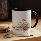 Red Crowned Crane Mug, Autumn Reeds Watercolor Bird Coffee Cup, Elegant Nature Gift, 11oz 15oz Ceramic Accent Mug — Product view — Photo 21