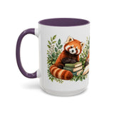 Red Panda Book Lover Mug, Cozy Reading Garden, 11oz or 15oz — 15oz / Purple — left