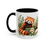 Red Panda Book Lover Mug, Cozy Reading Garden, 11oz or 15oz — 11oz / Black — left