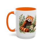 Red Panda Book Lover Mug, Cozy Reading Garden, 11oz or 15oz — 15oz / Orange — left