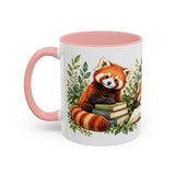 Red Panda Book Lover Mug, Cozy Reading Garden, 11oz or 15oz — 11oz / Pink — left