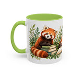 Red Panda Book Lover Mug, Cozy Reading Garden, 11oz or 15oz — 11oz / Light Green — left