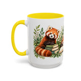 Red Panda Book Lover Mug, Cozy Reading Garden, 11oz or 15oz — 15oz / Yellow — left