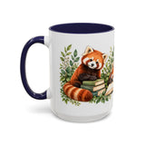 Red Panda Book Lover Mug, Cozy Reading Garden, 11oz or 15oz — 15oz / Navy — left