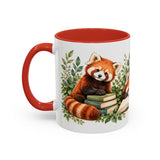 Red Panda Book Lover Mug, Cozy Reading Garden, 11oz or 15oz — 11oz / Red — left