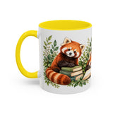 Red Panda Book Lover Mug, Cozy Reading Garden, 11oz or 15oz — 11oz / Yellow — left