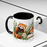 Red Panda Book Lover Mug, Cozy Reading Garden, 11oz or 15oz — 11oz / Black — context-2