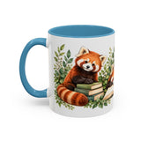 Red Panda Book Lover Mug, Cozy Reading Garden, 11oz or 15oz — 11oz / Light Blue — left