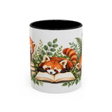 Red Panda Book Lover Mug, Cozy Reading Garden, 11oz or 15oz — 11oz / Black — front