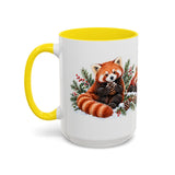 Red Panda Mug, Cozy Winter Woodland, 11oz or 15oz — 15oz / Yellow — left