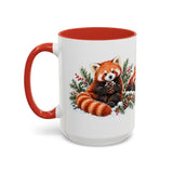 Red Panda Mug, Cozy Winter Woodland, 11oz or 15oz — 15oz / Red — left