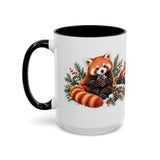 Red Panda Mug, Cozy Winter Woodland, 11oz or 15oz — 15oz / Black — left