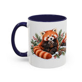 Red Panda Mug, Cozy Winter Woodland, 11oz or 15oz — 11oz / Navy — left