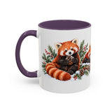 Red Panda Mug, Cozy Winter Woodland, 11oz or 15oz — 11oz / Purple — left