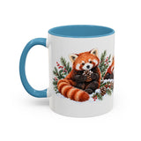 Red Panda Mug, Cozy Winter Woodland, 11oz or 15oz — 11oz / Light Blue — left