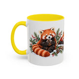Red Panda Mug, Cozy Winter Woodland, 11oz or 15oz — 11oz / Yellow — left