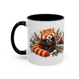 Red Panda Mug, Cozy Winter Woodland, 11oz or 15oz — 11oz / Black — left