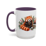 Red Panda Mug, Cozy Winter Woodland, 11oz or 15oz — 15oz / Purple — left