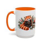 Red Panda Mug, Cozy Winter Woodland, 11oz or 15oz — 15oz / Orange — left