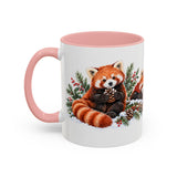 Red Panda Mug, Cozy Winter Woodland, 11oz or 15oz — 11oz / Pink — left