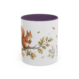 Red Squirrel Accent Mug | Watercolor Nature Coffee Cup | 11oz 15oz Woodland Animal Gift — 11oz / Purple — front