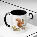 Red Squirrel Accent Mug | Watercolor Nature Coffee Cup | 11oz 15oz Woodland Animal Gift — 11oz / Black — context-2