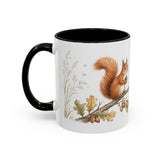 Red Squirrel Accent Mug | Watercolor Nature Coffee Cup | 11oz 15oz Woodland Animal Gift — 11oz / Black — left