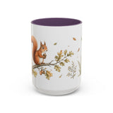 Red Squirrel Accent Mug | Watercolor Nature Coffee Cup | 11oz 15oz Woodland Animal Gift — 15oz / Purple — front
