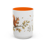 Red Squirrel Accent Mug | Watercolor Nature Coffee Cup | 11oz 15oz Woodland Animal Gift — 15oz / Orange — front