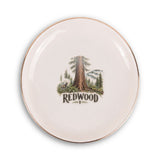 Redwood Ceramic Ring Dish, Gold Rim Trinket Tray, Jewelry Holder Gift, Round Wavy Round Heart — Front view — Photo 1
