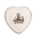 Redwood Ceramic Ring Dish, Gold Rim Trinket Tray, Jewelry Holder Gift, Round Wavy Round Heart — Front view — Photo 3