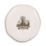 Redwood Ceramic Ring Dish, Gold Rim Trinket Tray, Jewelry Holder Gift, Round Wavy Round Heart — Front view — Photo 2