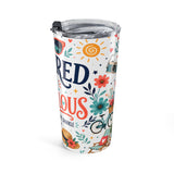 Retired and Fabulous 20oz Tumbler — Bright Retirement Gift — Insulated Stainless Steel Travel Cup — Right view — Photo 4