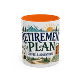 Retirement Plan Coffee And Adventures Mug — Travel Retirement Gift — Accent Color Ceramic 11oz 15oz — Front view — Photo 11