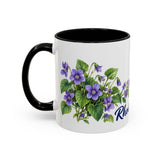 Rhode Island State Bird and Flower Mug, Watercolor Botanical Coffee Cup, Nature Lover Gift, 11oz 15oz Accent Mug — 11oz / Black — left