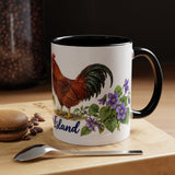 Rhode Island State Bird and Flower Mug, Watercolor Botanical Coffee Cup, Nature Lover Gift, 11oz 15oz Accent Mug — 11oz / Black — context-1