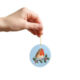 Robin on Holly Ceramic Ornament, Double Sided Round Christmas Decoration, Holiday Keepsake Gift — Product view — Photo 9