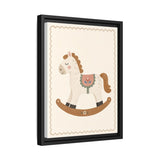Rocking Horse Framed Nursery Canvas, Storybook Kids Room Wall Art, 12x16 18x24 — Product view — Photo 7