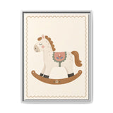 Rocking Horse Framed Nursery Canvas, Storybook Kids Room Wall Art, 12x16 18x24 — Front view — Photo 6