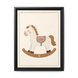 Rocking Horse Framed Nursery Canvas, Storybook Kids Room Wall Art, 12x16 18x24 — Front view — Photo 1