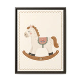 Rocking Horse Framed Nursery Canvas, Storybook Kids Room Wall Art, 12x16 18x24 — Front view — Photo 5