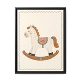 Rocking Horse Framed Nursery Canvas, Storybook Kids Room Wall Art, 12x16 18x24 — Front view — Photo 2