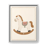 Rocking Horse Framed Nursery Canvas, Storybook Kids Room Wall Art, 12x16 18x24 — Front view — Photo 4