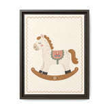 Rocking Horse Framed Nursery Canvas, Storybook Kids Room Wall Art, 12x16 18x24 — Front view — Photo 3
