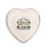 Rocky Mountain Ceramic Ring Dish, Gold Rim Trinket Tray, Jewelry Holder Gift, Round Wavy Round Heart — Front view — Photo 3