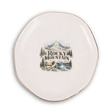 Rocky Mountain Ceramic Ring Dish, Gold Rim Trinket Tray, Jewelry Holder Gift, Round Wavy Round Heart — Front view — Photo 2